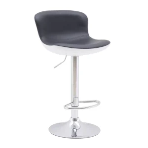 Barstool Set of 2 Pu Leather Height Adjustable Bar Stool Grey Swivel Hydraulic Counter Square Island Bar Stools for Kitchen