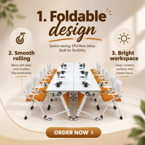 Batch Conference Room Table Modern Folding Conference Table Adult Training Desk and Chair Set Applicable Office Folding Table