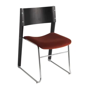 Bauhaus Cantilever Dining Chair Polished Stainless Steel Tube Frame Black Wood Backrest Velvet Upholstered Seat Armless Chair