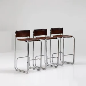Bauhaus Modern Minimalist Stainless Steel Bar Stool for Home Bar & Hotel Use Commercial Use High Counter Chair