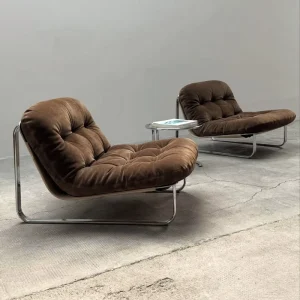 Bauhaus Vintage Stainless Steel Leisure Chair Velvet Tufted Accent Chair for Home Studio B&B Custom