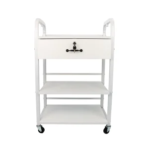 Beauty Hairdressing and Nail Art Trolley with Painted Iron Tubes, Three Layer, Single Drawer, Disassemblable Beauty Tool Cart