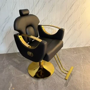 Beauty Heavy Duty Barber Chair Metal Frame 360° Swivel Reclining Chair for Barbershop Salon