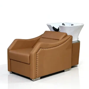 Beauty Salon Furniture Barbershop Head Spa Hair Washing Chair Luxury Reclining White Ceramic Basin Shampoo Chair