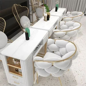 Beauty Salon Furniture Package Nail bar Desk Manicure Table Luxury Tufted Manicure Tables with Chair for Nail Salon Use