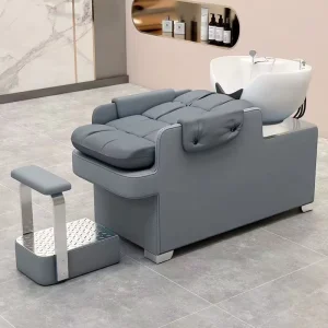 Beauty Salon Semi reclining Shampoo Bed Ceramic Basin High Density Sponge Wood Frame Modern Hair Salon Living Room