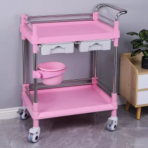 Beauty Salon Trolley Cart Three Layer ABS Spa Treatment Station with Drawers Luxury Silent Casters Multi functional