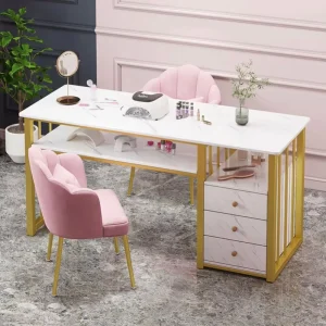 Beauty Salon Workstation MDF Table Nails Makeup Desk With Drawers Nail Table
