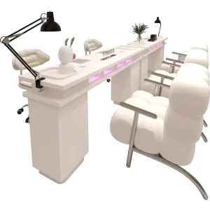 Beauty Shop Furniture Single Double Manicure Table Wooden Nail Table with Nail Lamp Modern Salon Furniture Wood