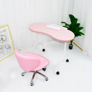 Beauty Shop Salon Furniture Portable Foldable Manicure Desk and Nail Chair Pink Nail Desk for Home Office
