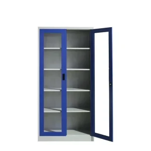 Bedroom Office School Steel Storage Cabinet with Swing Glass Doors Modern Durable Design