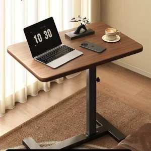Bedside Table Mobile Adjustable Height Folding Computer Desk Living Room Sofa Side Table Study Desk Home Bedroom Wood