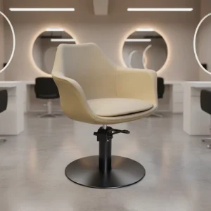 Beige Leather Foldable Reclining Durable Eco Friendly Salon Chair for Women’s Styling Hairdressing Adjustable Beauty Salon