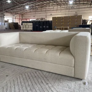Beige Living Room Sofa Set with Softer Fabric and Wood Section for Home and Hotel Use