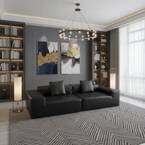Bespoke Luxury PU Leather Compressed Modern Sofa Frameless Single Fluffy Couch High Density Sponge Furniture Factory Vendor