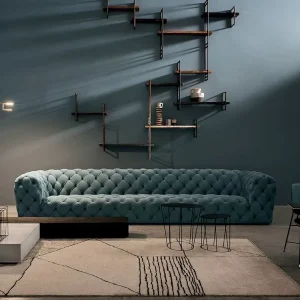 Bespoke Size Light Luxury Chesterfield Modern Velvet Three Seat Sofa for Apartment Mall Villa Living Rooms