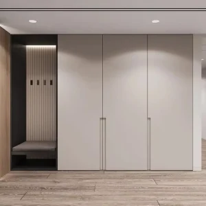 Bespoke Solid Oak Entry Shoe Storage Cabinet Anti-Fingerprint Soft Close Drawers for Modern Villa Front Hall Mudroom Space