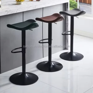 Best Selling Modern PU Leather Adjustable Height bar Stools for Kitchen Classy Curved Seat Dining Chairs for Breakfast Bar