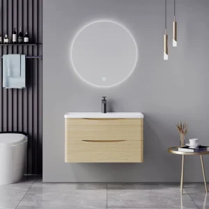 Bestseller Natural Log Scratch Resistant Plywood Bathroom with Smart Mirror Large Capacity Storage Drawer