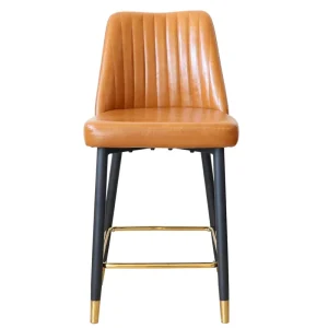 Bestselling Luxury Nordic PU Leather Bar Chairs Metal Frame High Counter Bar Chairs for Kitchen