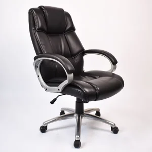 Big and Tall Classic Black PVC Leather Computer Chair High Back Luxury Office Chair Executive for Back Pain