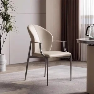 Bilido Luxury Hotel Restaurant Armrest Dining Chair Leather Backrest Armchair for Living Room Home Office European Style for