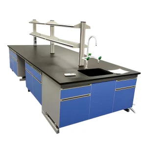 Biology Laboratory Table Epoxy Coated Surface Microbe Resistant with Reagent Rack Specimen Drawers