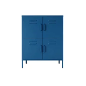 Bizoe 4 Door Metal Balcony Storage Cabinet for Living Room Modern Extendable Easy Assembly