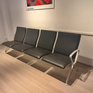 Black 3 Seats Stainless Steel Durable Hospital Waiting Chair for Airport Bus Station School Office Use