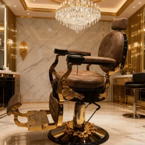 Black Brown Men’s Modern Metal Oil Head Hairdressing Barber Shop Special Adjustable Reclining Shaving Chair