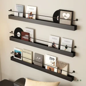 Black Cast Iron Metal Magazine Rack Display Shelf Wall Mount File Bookcase Clear Acrylic Multi Layer Floating Storage Organizer