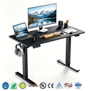 Black Electric Sit Stand Desk Frame Workstation Single Motor Ergonomic Standing Height Adjustable Base Computer Desk Frame