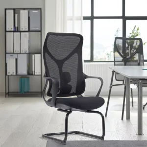 Black Ergonomic Mesh Office Visitors Chairs for Conference Training 3 Year Warranty Modern Executive Design
