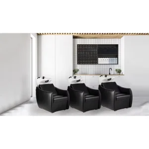 Black Ergonomic Spa Shampoo Bed Hair Washing Chair Modern Ceramic Basin for Salon