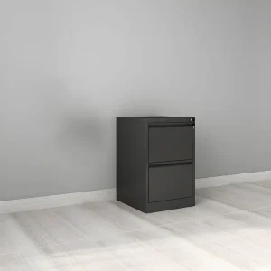 Black File Cabinet 2 Drawers Steel Vertical with Lock Rolling Mobile Office Pedestal File Cabinet