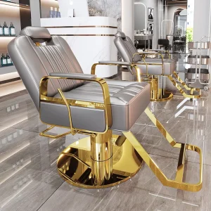 Black Gold Antique Styling Barber Chair Adjustable Reclining for Spa Use Custom Hairdresser Furniture