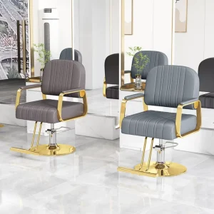 Black Gold Hydraulic Barber Chair 360 Swivel Reclining Adjustable Height Heavy Duty Pump Modern Beauty Salon Commercial