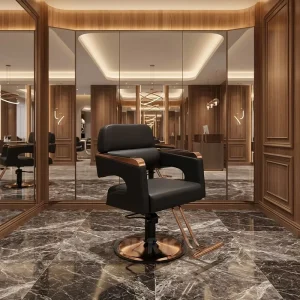 Black Gold Hydraulic Barber Salon Chair with Height Adjustable & 360 Degree Rotation for Barber Shop Beauty Salon