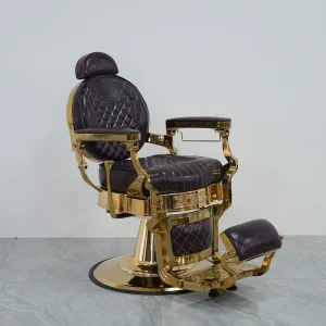 Black Gold Luxury Design Contemporary Metal Barber Chair with Comfortable Seat for Men’s Hair Salon and Barbershop