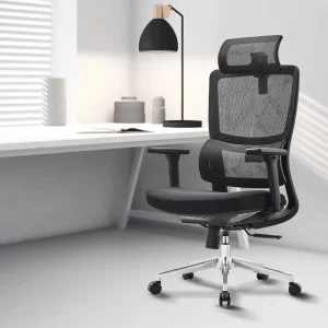 Black High Back Chrome Base Mesh Task Chairs Swivel Computer Executive Ergonomic Mesh Fabric Office Chair for Workplace