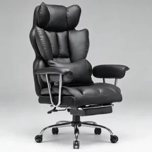 Black High Back PU Leather Executive Chair with Headrest Lumbar Pillow Reclinable with Footrest Lift Swivel Office Chair