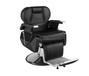 Black Hydraulic Lift Barber Chair Stainless Steel Armrests Salon Chair Hot Selling Reclining Durable for Beauty Salons