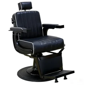 Black Hydraulic Reclining Portable Barber Chair Commercial Adjustable Height Swivel Salon Chair Stainless Steel Sturdy Base