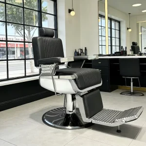 Black Leather Reclining Barber Chair Salon Furniture Commercial Use Hairdressing Beauty Salon Equipment
