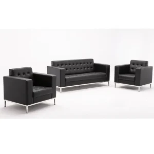 Black Leather Show Room Office Sofa Set With Factory Price