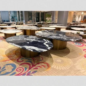 Black Luxury Stone Tea Circular Coffee Table Marble Luxury Stone Living Room Modern Minimalist Style