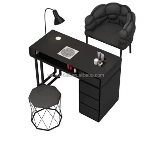 Black Luxury Tufted Manicure Tables Package Nail Desk for Beauty Salon Furniture