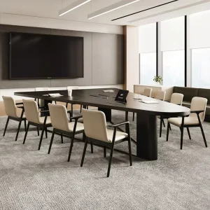 Black MDF Modern Extendable Conference Table Long High end Feel Creative Negotiation Embedded Socket Large School