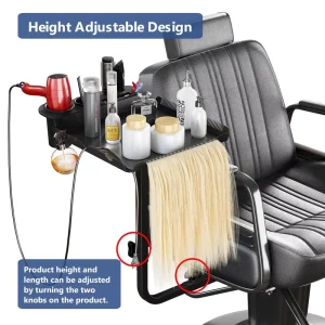 Black Modern Portable Metal 360 Rotating Salon Chair Tray Hair Extension Coloring Tool Storage