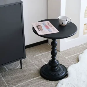 Black Modern Round Iron Gold End Table Coffee Side Tables for Living Room Bedroom
